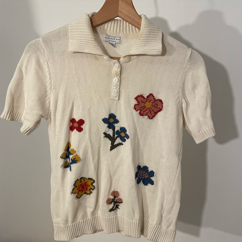 Current Air Cream Knit Polo